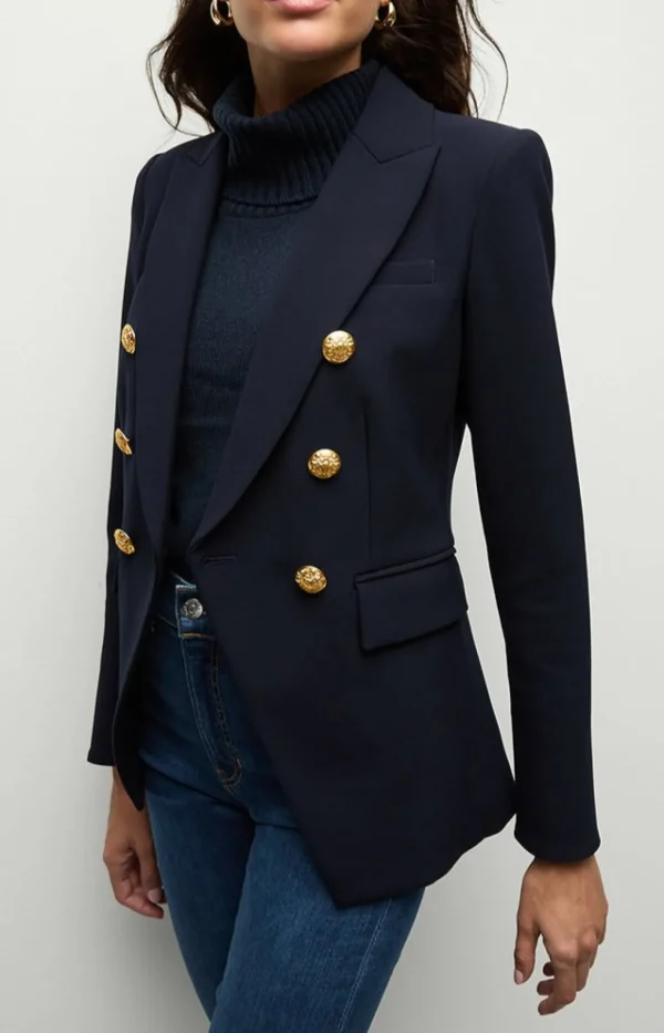 Outlet Veronica Beard Blazer Miller Dickey Navy/Gold