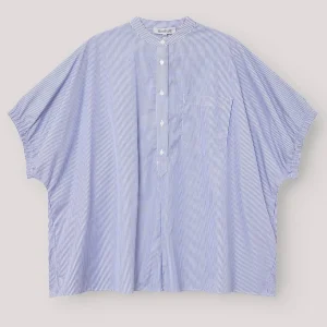 Fashion Sosue Bluse Cowboy Button Blue White Stripes