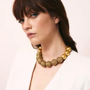 Clearance Vanessa Baroni Necklace Wrapped Beads Gold