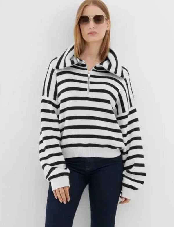 Fashion Sosue Pullover Sailor Zipper