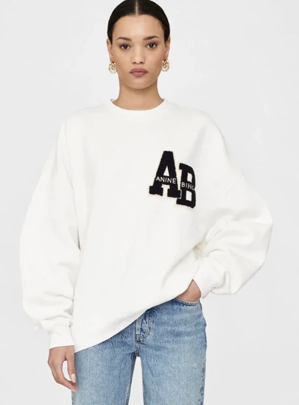 New Anine Bing Sweatshirt Miles Oversize Letterman